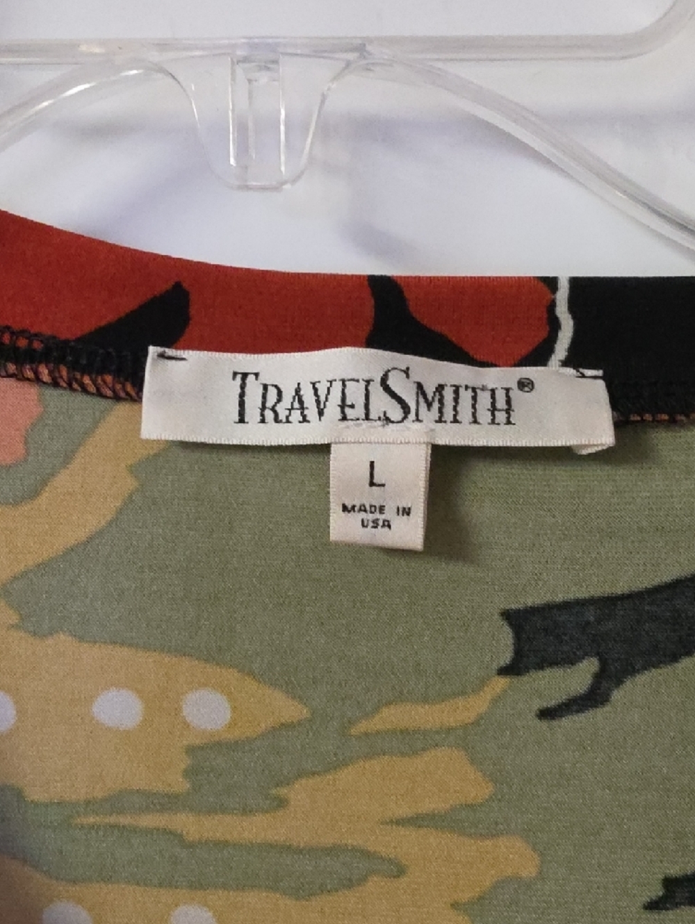 TravelSmith Bold Floral Short Sleeve Tee in Orange, Black, White, Green - Picture 3 of 5